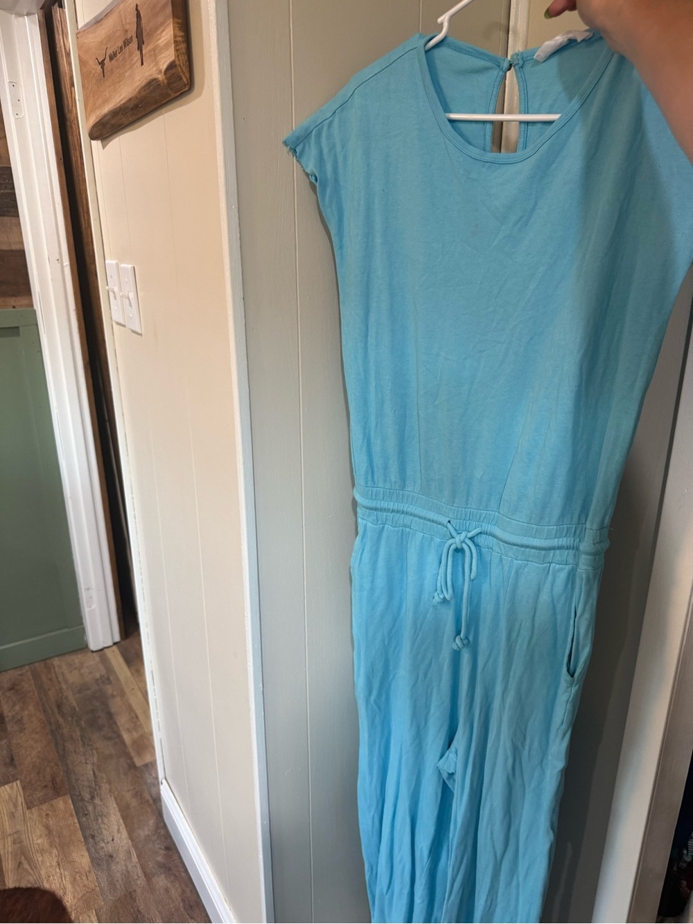 Double Zero Light Blue Women's Casual Jumpsuit with Drawstring Waist